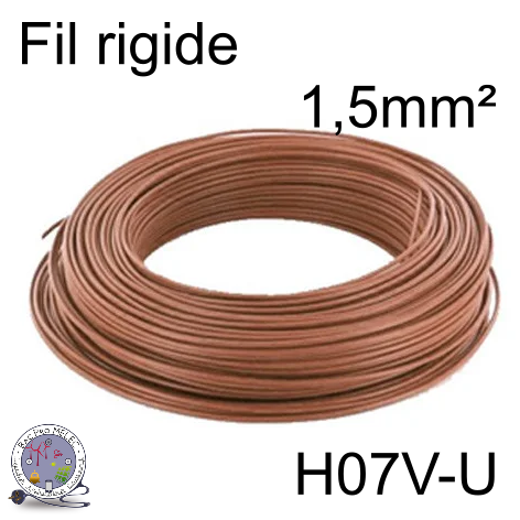 Fil 1,5 mm² h07vu rigide marron
