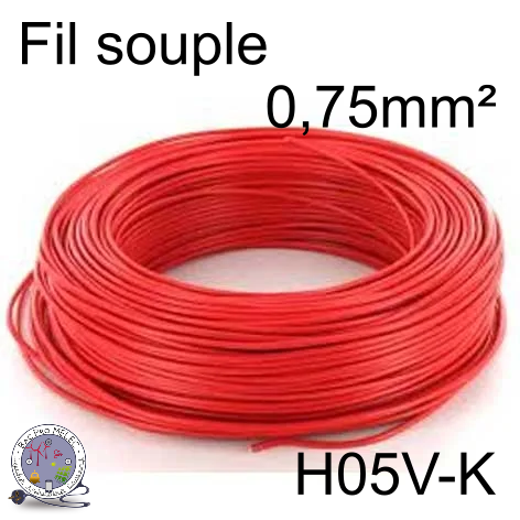 Fil 0,75 mm² h05vk souple rouge