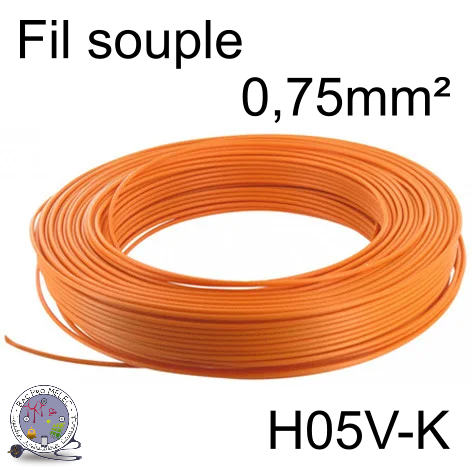 Fil 0,75 mm² h05vk souple orange