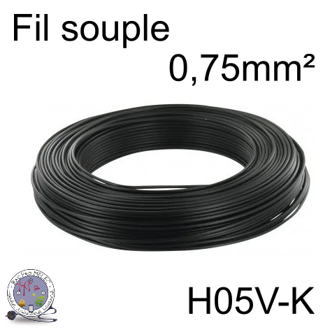 Fil 0,75 mm² h05vk souple noir