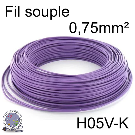 Fil 0,75 mm² h05vk souple violet