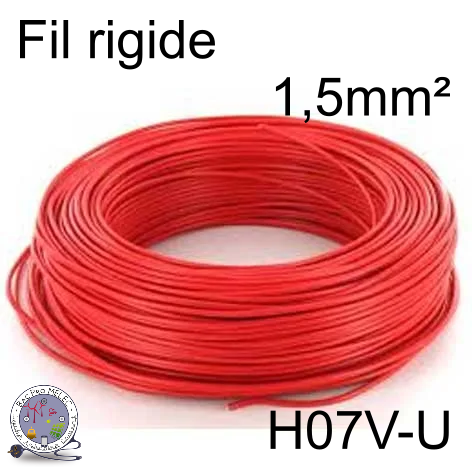 Fil 1,5 mm² h07vu rigide rouge