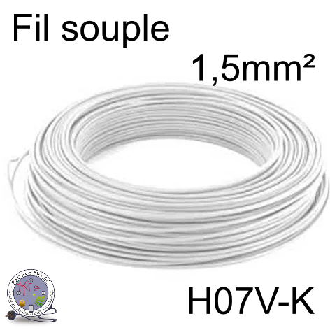 Fil 1,5 mm² h07vk souple blanc