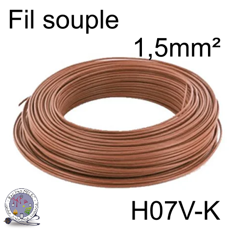 Fil 1,5 mm² h07vk souple marron