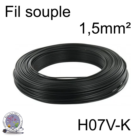 Fil 1,5 mm² h07vk souple noir
