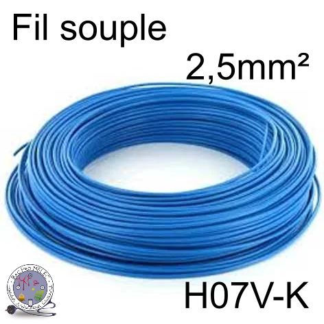 Fil 2,5 mm² h07vk souple bleu