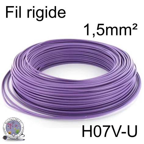 Fil 1,5 mm² h07vu rigide violet