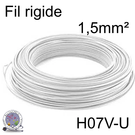 Fil 1,5 mm² h07vu rigide blanc