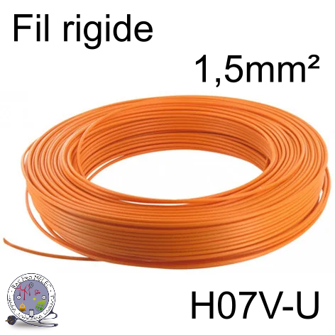 Fil 1,5 mm² h07vu rigide orange