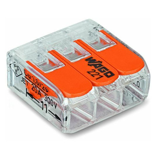 Connexions à levier 3 entrées Fil Souple Rigide Wago