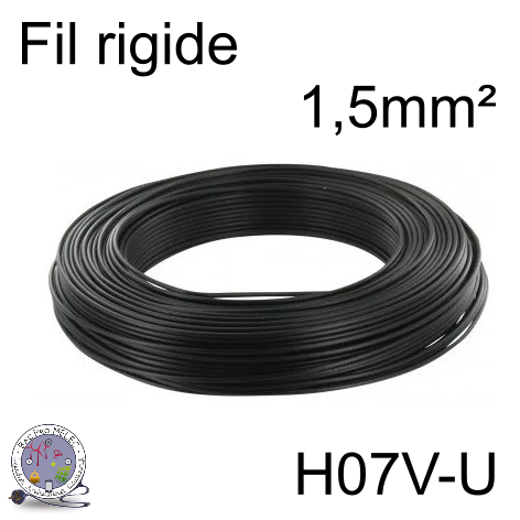 Fil 1,5 mm² h07vu rigide noir